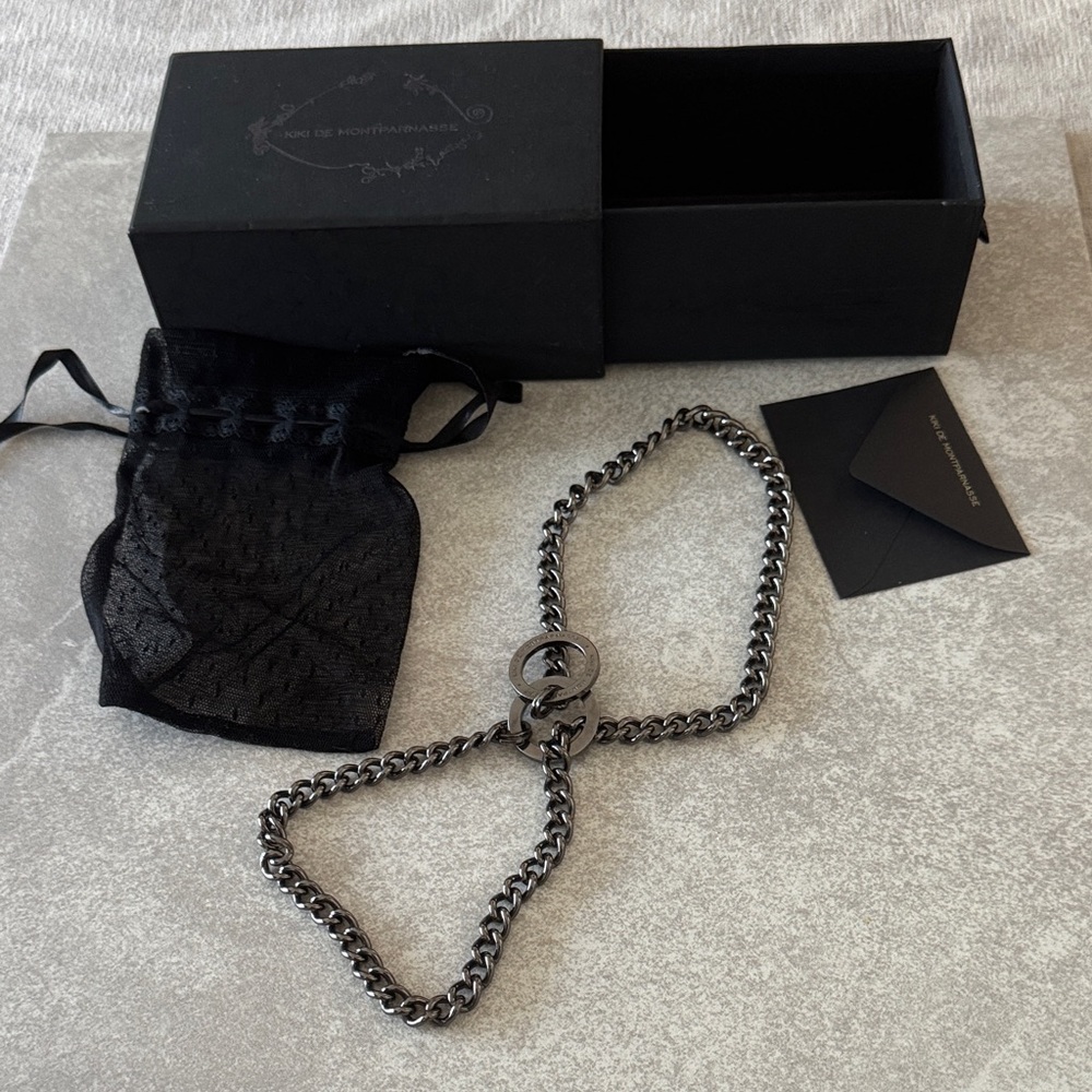 Gunmetal Chain Body Harness, necklace, bracelet with Interlocking Rings